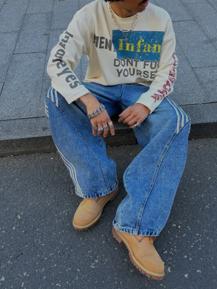 DCRB Striped Barrel Denim Jeans - Image 6