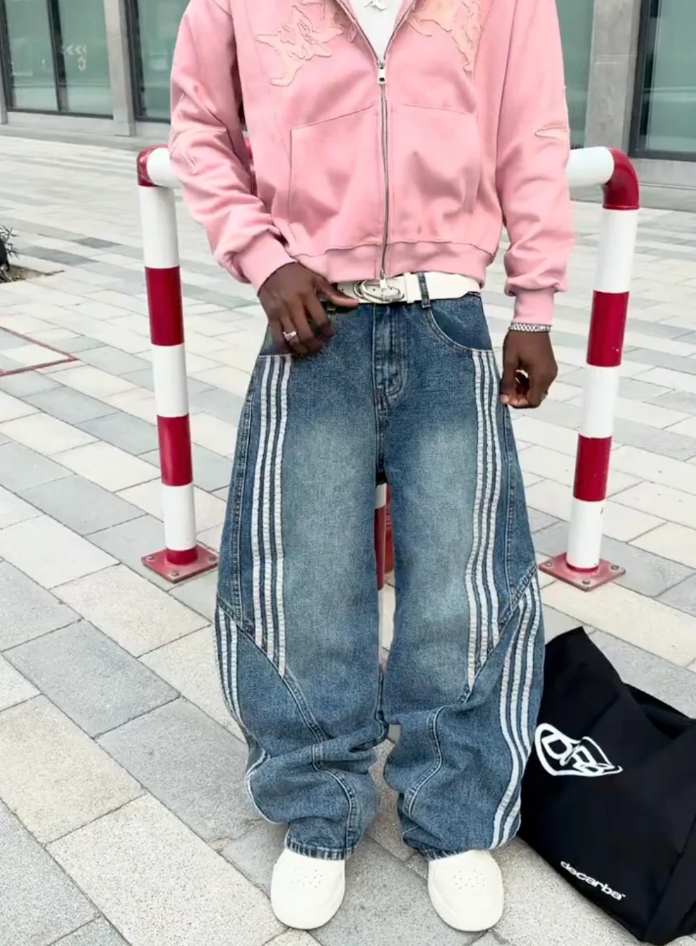 DCRB Striped Barrel Denim Jeans - Image 7