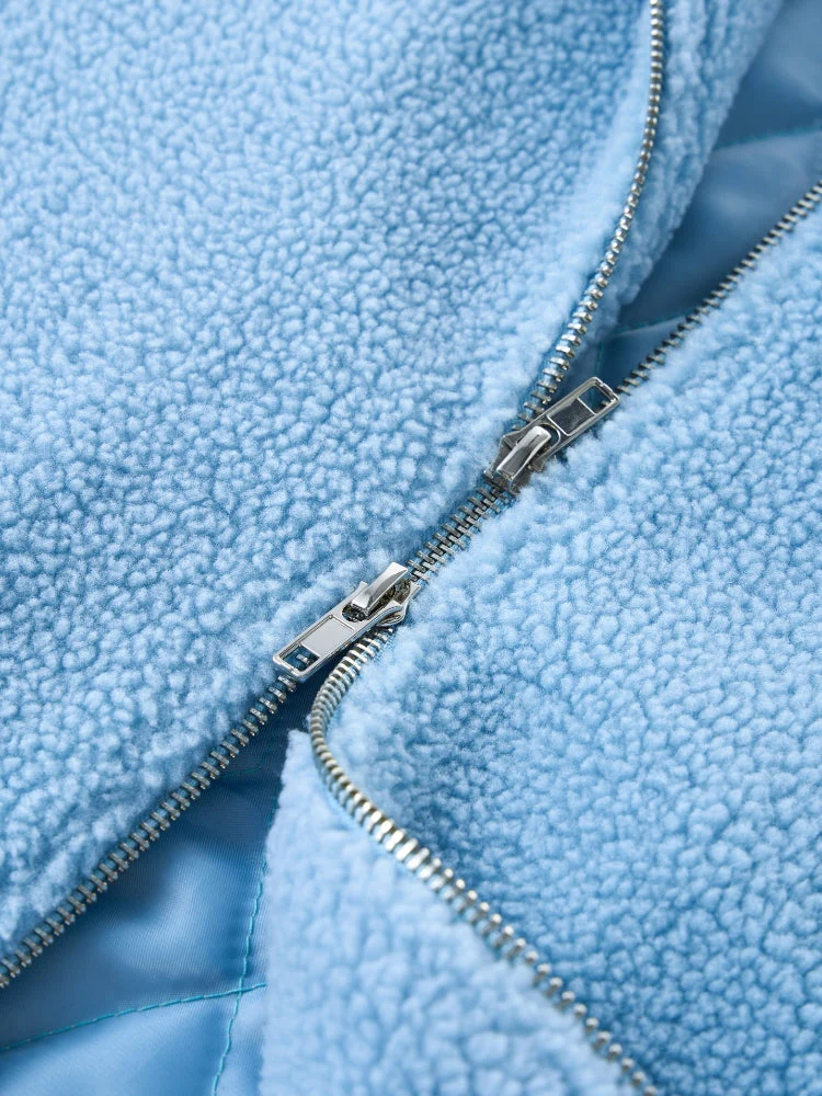DCRB Two Tone Sherpa Fleece Jacket Blue - Image 9
