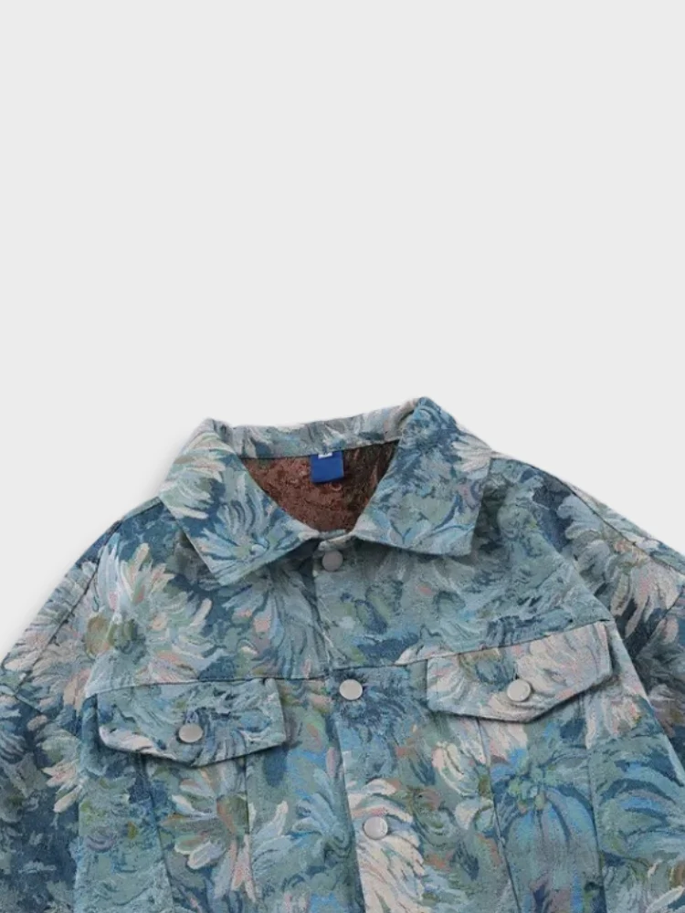 Oil Painted Flower Denim Jacket - Image 3